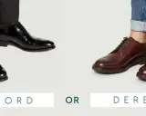 Schwarzer Oxford Schuh mit Kappe und brauner Derby Schuh. Klassische Eleganz für jeden Anlass.