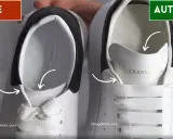 Vergleich von Alexander McQueen Schuhen: Links ein Fake-Modell mit unsauberer Verarbeitung, rechts das authentische Paar mit feinen Details.