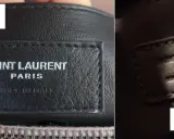Echtes vs. gefälschtes Saint Laurent Etikett. Ein Online-Check der YSL-Seriennummer kann helfen, die Echtheit zu prüfen.
