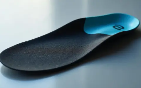 Eine orthopädische Einlage aus Gummi oder Kunststoff, die für Komfort und Halt sorgt.