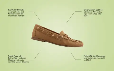 Braune Mokassins aus weichem Leder mit Schnürung und dekorativen Nähten. Diese Schuhe sind ein zeitloser Klassiker, der Komfort und Stil vereint.