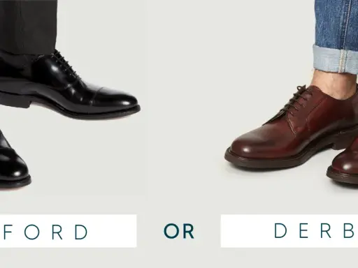 Schwarzer Oxford Schuh mit Kappe und brauner Derby Schuh. Klassische Eleganz für jeden Anlass.