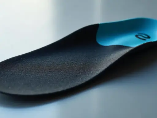 Eine orthopädische Einlage aus Gummi oder Kunststoff, die für Komfort und Halt sorgt.