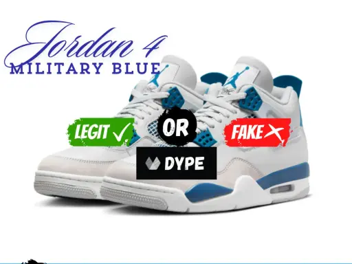 Jordan 4 Military Blue: Legit oder Fake? Ein Paar Sneaker, die echt oder eine Jordan 4 University Blue Fake sein könnten.