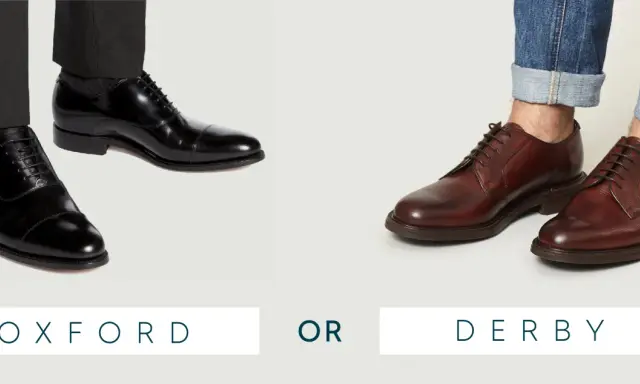 Schwarzer Oxford Schuh mit Kappe und brauner Derby Schuh. Klassische Eleganz für jeden Anlass.