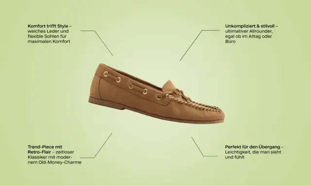 Braune Mokassins aus weichem Leder mit Schnürung und dekorativen Nähten. Diese Schuhe sind ein zeitloser Klassiker, der Komfort und Stil vereint.