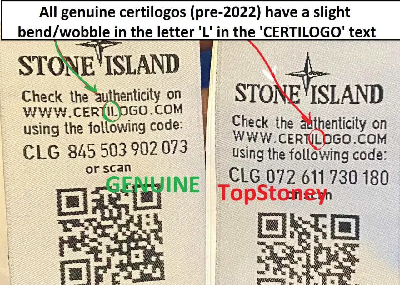 Vergleich von Stone Island Etiketten: Echtes 